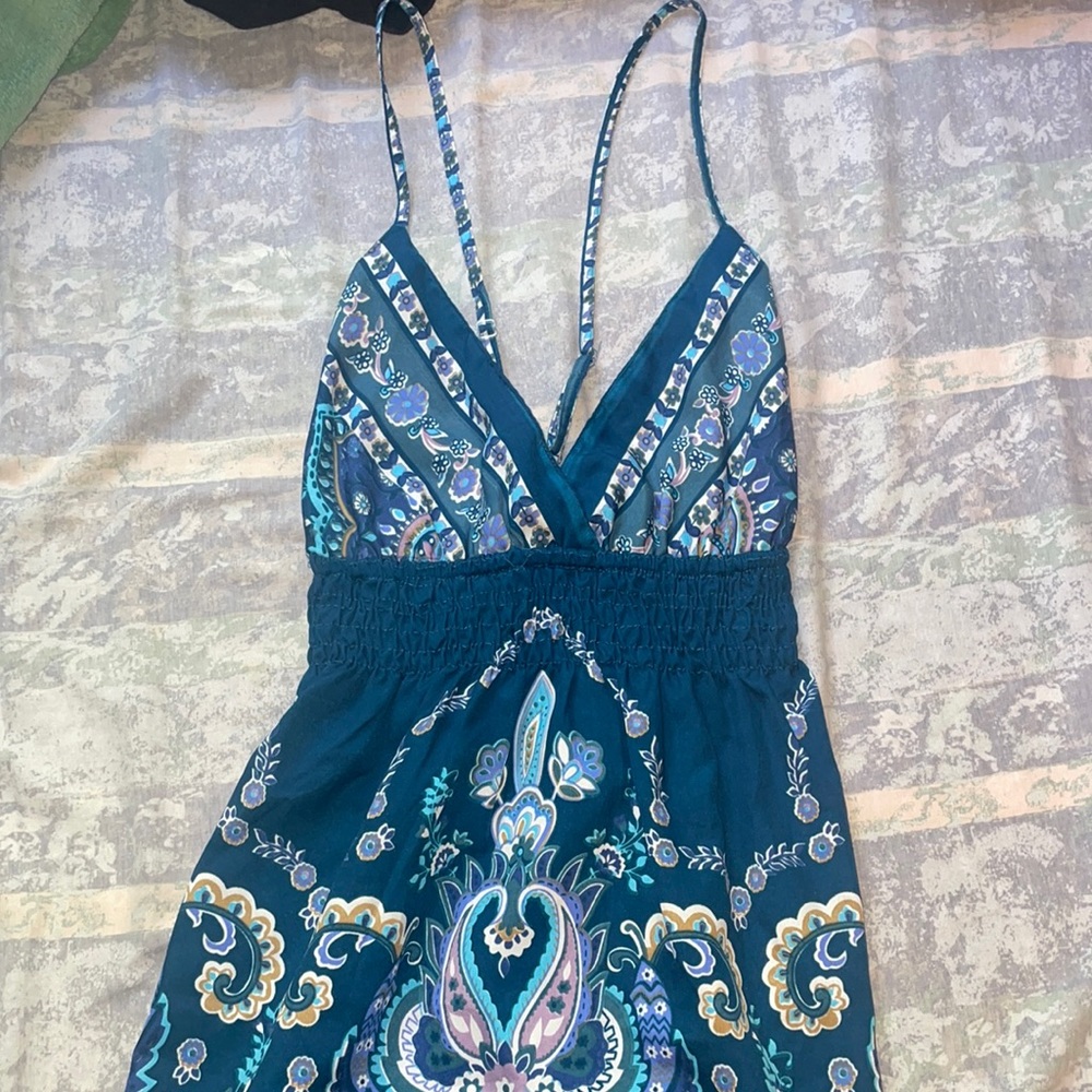 teal paisley dress